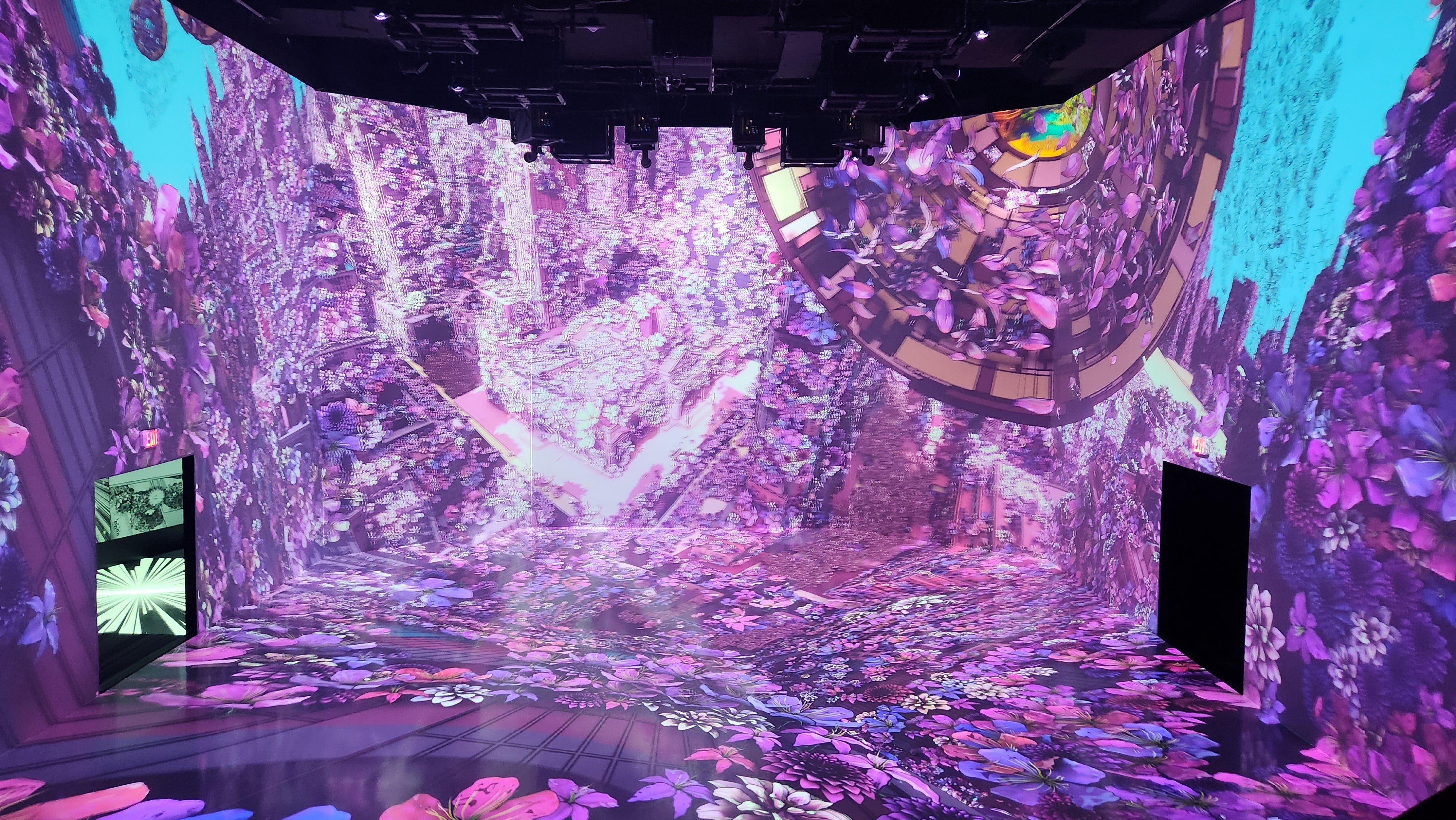 Immersive purple and cyan wall and floor projection